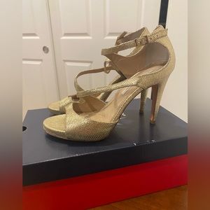 Diane Von Furstenberg Gold Strappy Heels